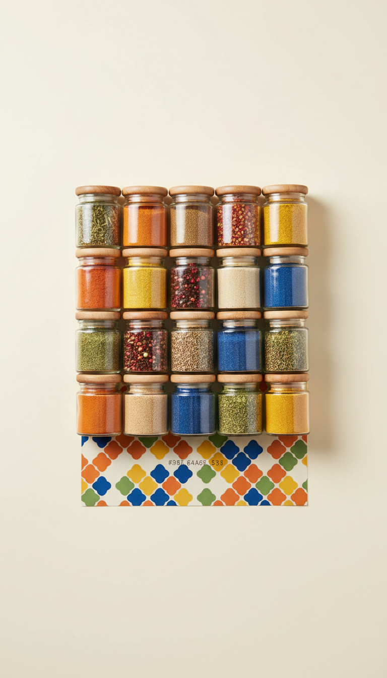 Curated global spice jar assortment